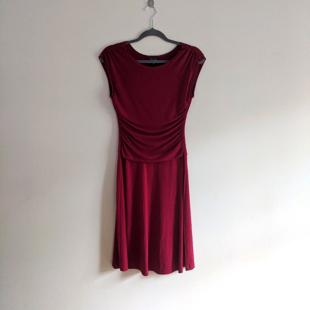 Burgundy Drop-Waist Dress
